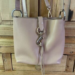 Rebecca Minkoff Small Megan Leather Crossbody Feed Bag Purse‎ Blush Pink Cream